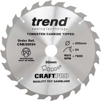 Trend CRAFTPRO Wood Cutting Saw Blade 250mm 24T 30mm Trend CRAFTPRO Wood Cutting Saw Blade 250mm 24T 30mm