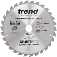 Trend CRAFTPRO Wood Cutting Saw Blade 250mm 30T 30mm Trend CRAFTPRO Wood Cutting Saw Blade 250mm 30T 30mm