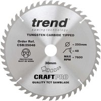 Trend CRAFTPRO Wood Cutting Saw Blade 250mm 48T 30mm Trend CRAFTPRO Wood Cutting Saw Blade 250mm 48T 30mm