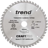 Trend CRAFTPRO Aluminium and Plastic Cutting Saw Blade 165mm 48T 20mm Trend CRAFTPRO Aluminium and Plastic Cutting Saw Blade 165mm 48T 20mm