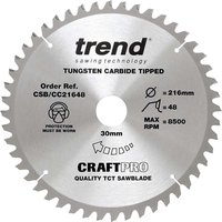 Trend CRAFTPRO Wood Cutting Mitre Saw Blade 216mm 48T 30mm Trend CRAFTPRO Wood Cutting Mitre Saw Blade 216mm 48T 30mm