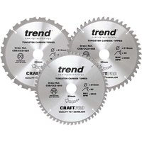 Trend CRAFTPRO 3 Piece 216mm Circular Saw Blade Set 216mm Assorted Teeth 30mm Trend CRAFTPRO 3 Piece 216mm Circular Saw Blade Set 216mm Assorted Teeth 30mm