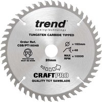 Trend CRAFTPRO Panel Trimming Plunge Saw Blade 160mm 48T 20mm Trend CRAFTPRO Panel Trimming Plunge Saw Blade 160mm 48T 20mm