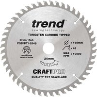 Trend CRAFTPRO Panel Trimming Plunge Saw Blade 165mm 48T 20mm Trend CRAFTPRO Panel Trimming Plunge Saw Blade 165mm 48T 20mm