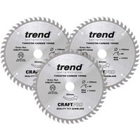 Trend CRAFTPRO 3 Piece 165mm Panel Trim Circular Saw Blade Set 165mm 48T 20mm Trend CRAFTPRO 3 Piece 165mm Panel Trim Circular Saw Blade Set 165mm 48T 20mm