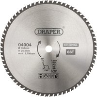 Draper TCT Multi-Purpose Circular Saw Blade, 355mm Diameter, 66 Teeth, 25.4mm Arbor, Model 04904