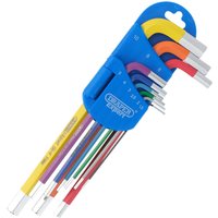 Draper Expert 9-Piece Metric Long Arm Hex Key Set with Color Coding (Model 04905)