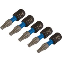 Draper Expert Impact Torx Screwdriver Bits T15 25mm Pack of 5 Draper Expert Impact Torx Screwdriver Bits T15 25mm Pack of 5