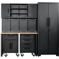 Draper Single Garage Workstation and Roller Cabinets Combo Black Draper Single Garage Workstation and Roller Cabinets Combo Black