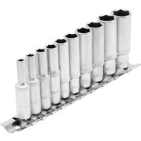 Draper 10 Piece 1/4" Drive Deep Hex Socket Set Metric on Rail 1/4" Draper 10 Piece 1/4" Drive Deep Hex Socket Set Metric on Rail 1/4"