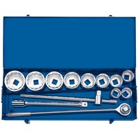 Draper 1-Inch Square Drive Metric and Standard Bi-Hexagon Socket Set, 13-Piece in Metal Case