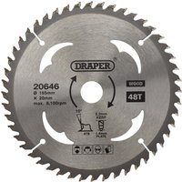Draper 20646 TCT Circular Saw Blade for Wood, 165 x 20mm, 48T