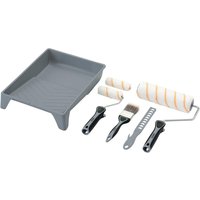 8 Piece Medium Pile Polyester Paint Roller Tray Brush Set