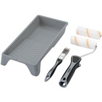 5 Piece Medium Pile Polyester Paint Roller Tray Brush Set