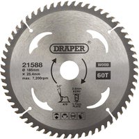 Draper TCT Wood Cutting Circular Saw Blade 185mm 60T 25.4mm Draper TCT Wood Cutting Circular Saw Blade 185mm 60T 25.4mm