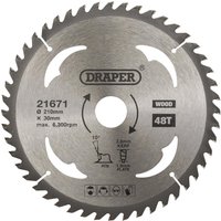 Draper TCT Wood Cutting Circular Saw Blade 210mm 48T 30mm Draper TCT Wood Cutting Circular Saw Blade 210mm 48T 30mm