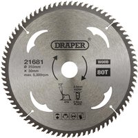 Draper TCT Wood Cutting Circular Saw Blade 250mm 80T 30mm Draper TCT Wood Cutting Circular Saw Blade 250mm 80T 30mm