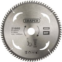 Draper TCT Wood Cutting Circular Saw Blade 255mm 80T 30mm Draper TCT Wood Cutting Circular Saw Blade 255mm 80T 30mm