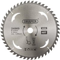 Draper TCT Wood Cutting Circular Saw Blade 315mm 48T 30mm Draper TCT Wood Cutting Circular Saw Blade 315mm 48T 30mm