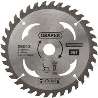 Draper TCT Construction Circular Saw Blade 165mm 36T 20mm Draper TCT Construction Circular Saw Blade 165mm 36T 20mm