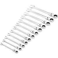 Draper 12-Piece Hi-Torq® Metric Flexible Head Ratchet Spanner Set with Combination Wrenches (Model 27733)
