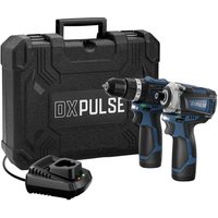 DXPULSE 12v Cordless Brushless Combi Drill Impact Driver Kit