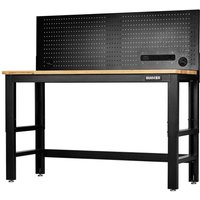 Bunker Hardwood Worktop Workbench and Power Pegboard 1.5m