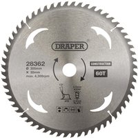 Draper TCT Construction Circular Saw Blade 305mm 60T 30mm Draper TCT Construction Circular Saw Blade 305mm 60T 30mm