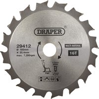 Draper TCT Multi Purpose Circular Saw Blade 185mm 16T 25.4mm Draper TCT Multi Purpose Circular Saw Blade 185mm 16T 25.4mm
