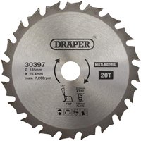 Draper TCT Multi Purpose Circular Saw Blade 185mm 20T 25.4mm Draper TCT Multi Purpose Circular Saw Blade 185mm 20T 25.4mm
