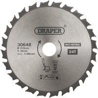 Draper TCT Multi Purpose Circular Saw Blade 210mm 24T 30mm Draper TCT Multi Purpose Circular Saw Blade 210mm 24T 30mm