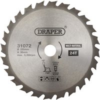 Draper TCT Multi Purpose Circular Saw Blade 255mm 24T 30mm Draper TCT Multi Purpose Circular Saw Blade 255mm 24T 30mm