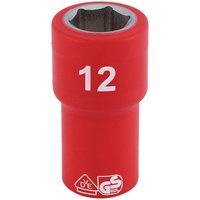 Draper 1/4" Drive VDE Fully Insulated Hexagon Socket Metric 1/4" 12mm Draper 1/4" Drive VDE Fully Insulated Hexagon Socket Metric 1/4" 12mm