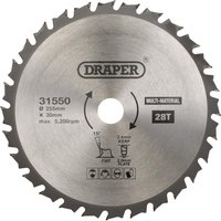 Draper TCT Multi Purpose Circular Saw Blade 255mm 28T 30mm Draper TCT Multi Purpose Circular Saw Blade 255mm 28T 30mm