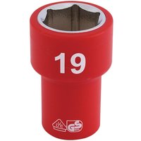 Draper 3/8" Drive VDE Fully Insulated Hexagon Socket Metric 3/8" 19mm Draper 3/8" Drive VDE Fully Insulated Hexagon Socket Metric 3/8" 19mm