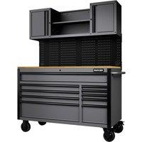 10 Drawer Tool Roller Cabinet Workstation Black Light Grey