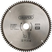 Draper TCT Triple Chip Grind Circular Saw Blade 255mm 80T 30mm Draper TCT Triple Chip Grind Circular Saw Blade 255mm 80T 30mm