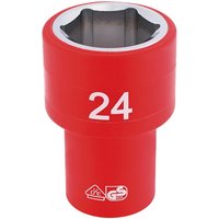 Draper 1/2" Drive VDE Fully Insulated Hexagon Socket Metric 1/2" 24mm Draper 1/2" Drive VDE Fully Insulated Hexagon Socket Metric 1/2" 24mm