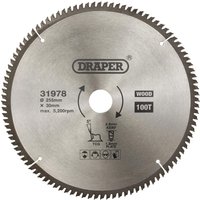 Draper TCT Triple Chip Grind Circular Saw Blade 255mm 100T 30mm Draper TCT Triple Chip Grind Circular Saw Blade 255mm 100T 30mm