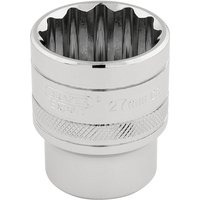 Draper 27mm 12-Point 1/2-Inch Drive Metric Socket in Polished Chrome, Model 33442