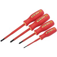 Draper 4 Piece VDE Insulated Pozi and Slotted Screwdriver Set Draper 4 Piece VDE Insulated Pozi and Slotted Screwdriver Set