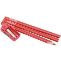 Draper Red Medium Carpenters Pencils and Sharpener Pack of 6 Draper Red Medium Carpenters Pencils and Sharpener Pack of 6