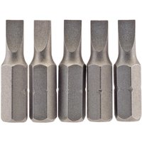 4.5 mm 1/4 Hex. Plain Slot Insert Bit 25mm Long x 5 (64008) - Draper