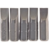 6.5mm 1/4 Hex. Plain Slot Insert Bit 25mm Long x 5 (64012) - Draper