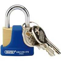 Draper Tools - Draper 32mm Solid Brass Padlock and 2 Keys with Hardened Steel Shackle and Bumper (64164)