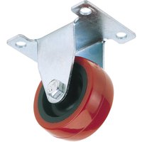 Draper 50mm Diameter Fixed Plate Polyurethane Castor Wheel – 75kg Safe Working Load, Model 65512