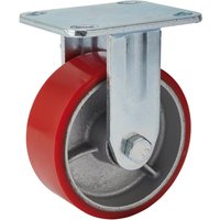 Draper Fixed Plate Fixing Heavy Duty Polyurethane Wheeled Castor 125mm Draper Fixed Plate Fixing Heavy Duty Polyurethane Wheeled Castor 125mm