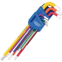 Draper 9 Piece Metric Coloured Extra Long Ball End Key Set Draper 9 Piece Metric Coloured Extra Long Ball End Key Set