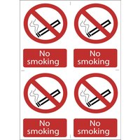 Draper No Smoking Sign Pack of 4 100mm 150mm Standard Draper No Smoking Sign Pack of 4 100mm 150mm Standard