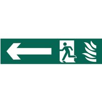 Draper Running Man Arrow Left Fire Safety Sign 200mm 50mm Standard Draper Running Man Arrow Left Fire Safety Sign 200mm 50mm Standard